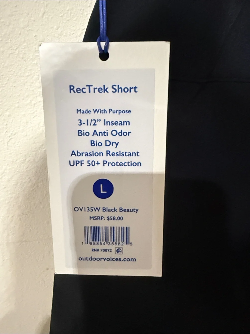 NWT Outdoor Voices Black RekTrek Shorts